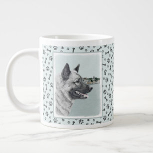 Grande Tasse Elkhound norvégien à la peinture de village - Chie