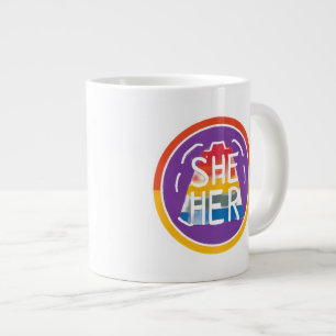 Grande Tasse ELLE/SA Fierté arc-en-ciel Pronoun