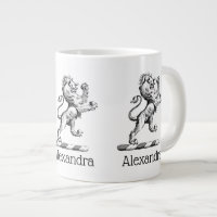 Emblème de crête de lion héraldique debout