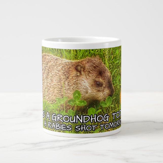 Grande Tasse Embrasse un marmotte aujourd'hui. Obtenez une tass (Devant)