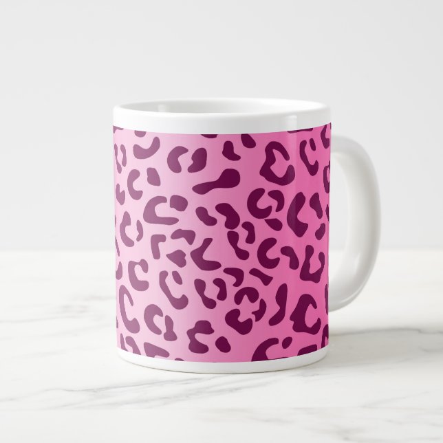 Grande Tasse Empreinte de léopard rose élégant (Devant droit)