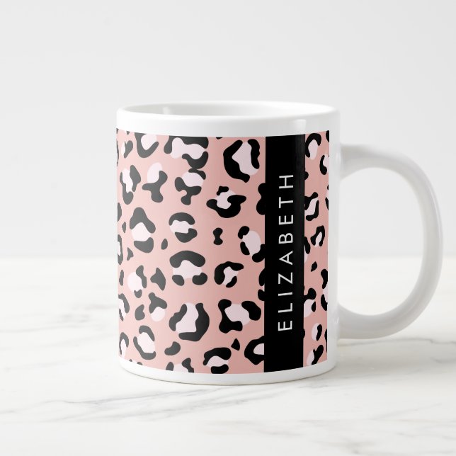 Grande Tasse Empreinte de léopard, Spots, Leopard Rose, Votre N (Droite)