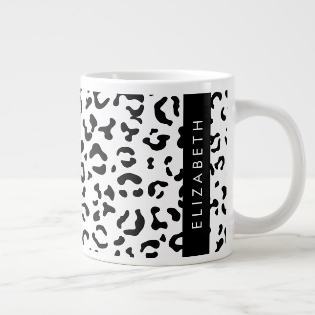 Grande Tasse Empreinte de léopard, Spots, Noir Et Blanc, Votre  (Droite)
