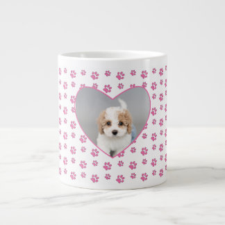 Grande Tasse Empreintes de pattes roses mignons Personnalisé Ch