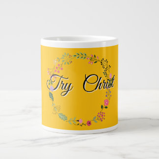 Grande Tasse Essayez Christ Floral Jaune Chrétien