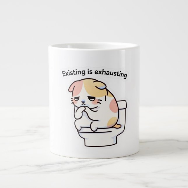 Grande Tasse Existing Is Exhausting Funny Coffee Mug (Devant)