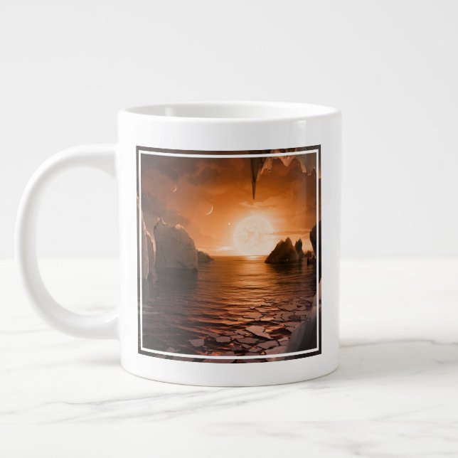 Grande Tasse Exoplanet Trappist-1f De Son Côté Nocturne Icy. (Gauche)