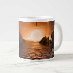 Grande Tasse Exoplanet Trappist-1f De Son Côté Nocturne Icy.