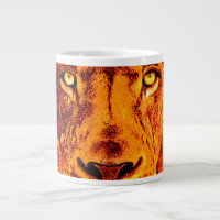 Face orange du lion avec flammes