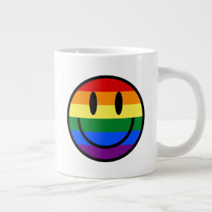Grande Tasse Face souriante arc-en-ciel