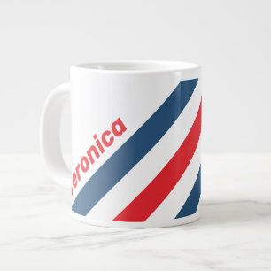 Grande Tasse Facteur Rayures Nostalgiques avec Nom