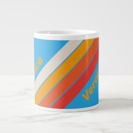 Grande Tasse Faded Surf Blue Stripes with Name