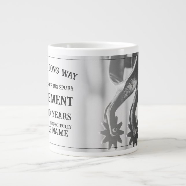 Grande Tasse Faire-part de retraite avec vieilles éperons (Devant)
