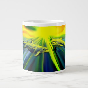 Grande Tasse Famille de dauphins sous le soleil