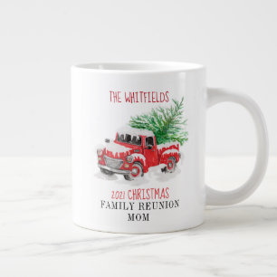 Grande Tasse Famille de Noël personnalisée Réunion Camion Rouge