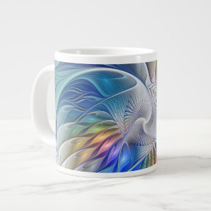 Grande Tasse Fantaisie florale, fleur fractale abstraite coloré