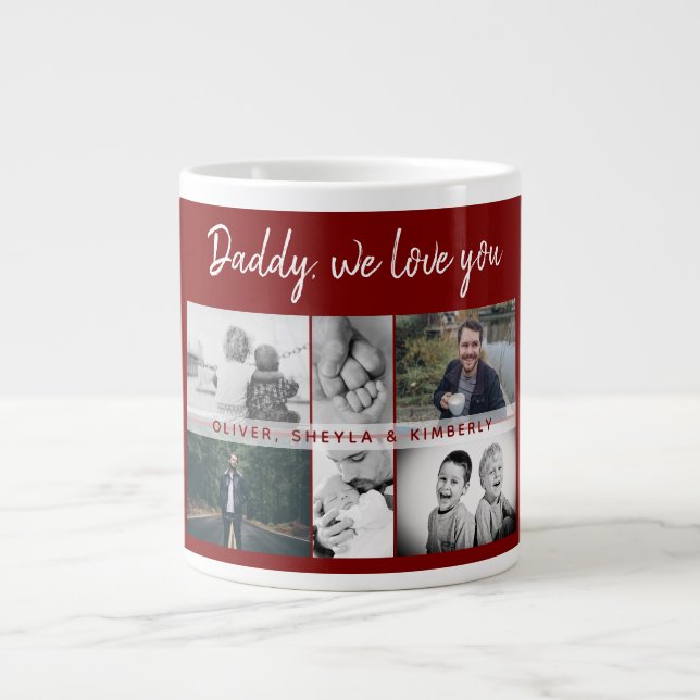 Grande Tasse Father with Kids and Family Dad Photo Collage (Devant)
