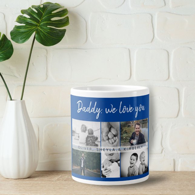 Grande Tasse Father with Kids and Family Dad Photo Collage (Créateur téléchargé)