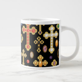 Grande Tasse Faux Birthstone Croix et Perdre Gems sur Black