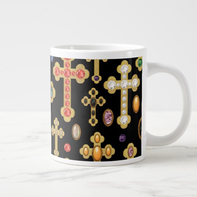 Grande Tasse Faux Birthstone Croix et Perdre Gems sur Black (Droite)