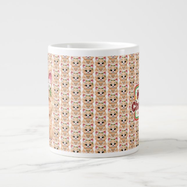 Grande Tasse Faux Yarn Notch-Hook Christmas Cat – Cozy Holiday  (Devant)