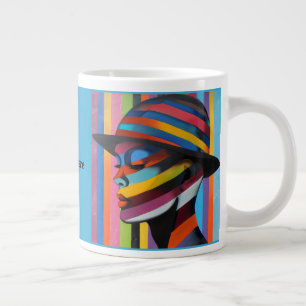 Grande Tasse Femme au chapeau coloré 3 silhouette saisissante