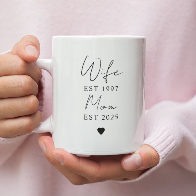 Grande Tasse Femme maman EST Année Mug | Famille personnalisée  (Créateur téléchargé)