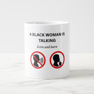 Grande Tasse Femme Noire Qui Parle Écoutez Et Apprenez