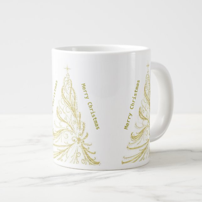 Grande Tasse Festif Golden Merry Christmas Tree Specialty (Devant droit)