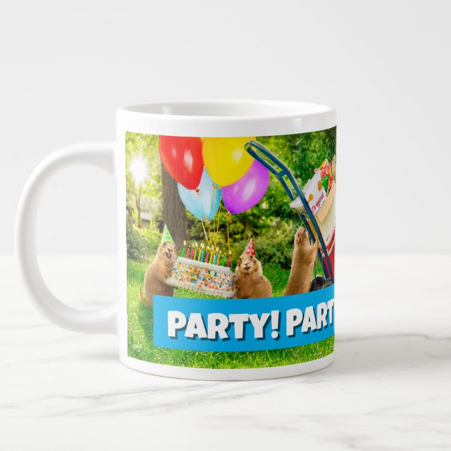 Grande Tasse Fête d'anniversaire de chien de prairie (Gauche)