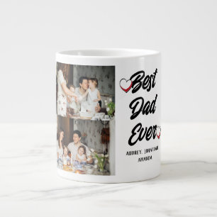 Grande Tasse Fête des pères personnalisée, deux photos collage 