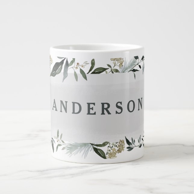 Grande Tasse Feuillage d'eau de moutarde et d'olive personnalis (Devant)