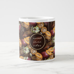 Grande Tasse Fèves et fleurs de cacao, Motif de chocolat