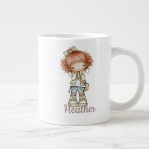 Grande Tasse Fille personnalisée Cottagecore mignonne en terre