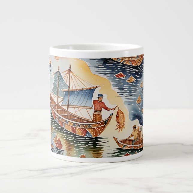 Grande Tasse Fishherman's Batik Dream, Java Batik Specialty Mug (Devant)