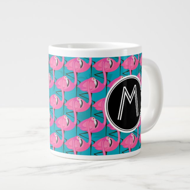 Grande Tasse Flamants roses de néon| Ajouter votre premier (Devant droit)
