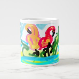 Grande Tasse Flamants roses d'été adorables