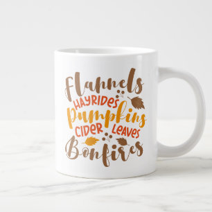 Grande Tasse Flannels Hay Rides Citrouille cidre Feuilles Bonfi
