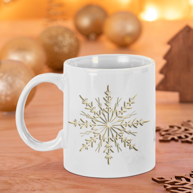 Grande Tasse Fléchettes de neige Gold Winter en blanc (Créateur téléchargé)
