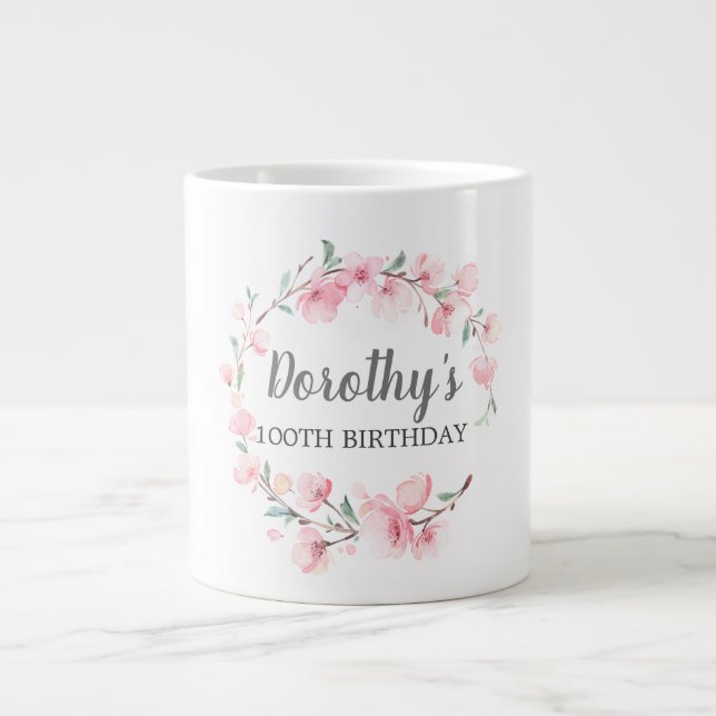 Grande Tasse Fleur de cerise rose 100e anniversaire (Devant)