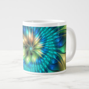 Grande Tasse Fleur de fantaisie lumineuse, fractale abstraite c