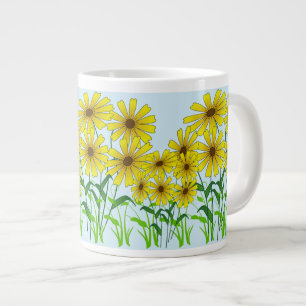 Grande Tasse Fleur Jaune en Herbe Verte : Élégance Florale
