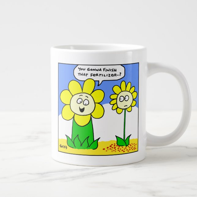 Grande Tasse Fleur Jaune Graisée drôle sur le jardinier de dess (Droite)