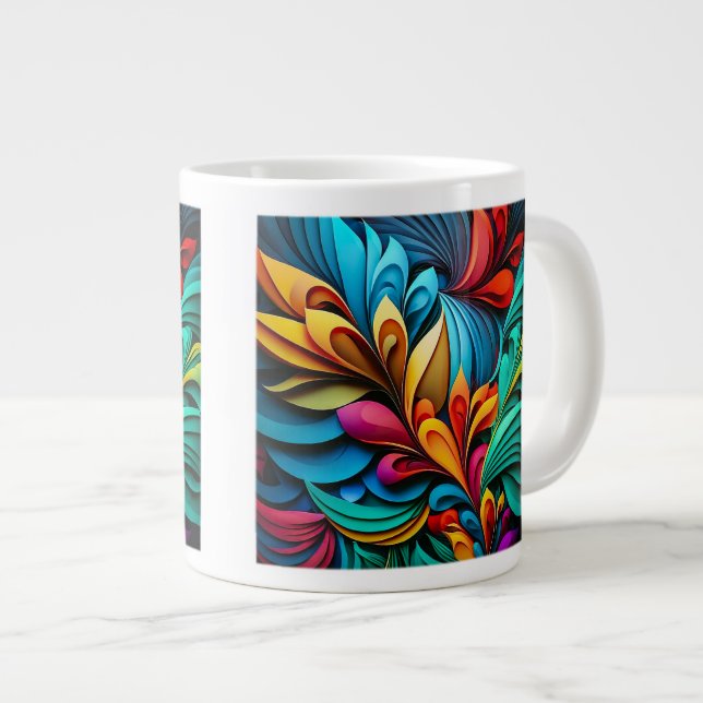 Grande Tasse Fleurs Abstraites Jumbo Mug (Devant droit)
