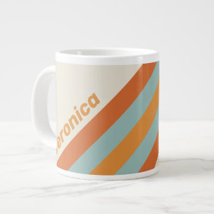 Grande Tasse Fleurs de Désert Vintage avec Nom et Rayures