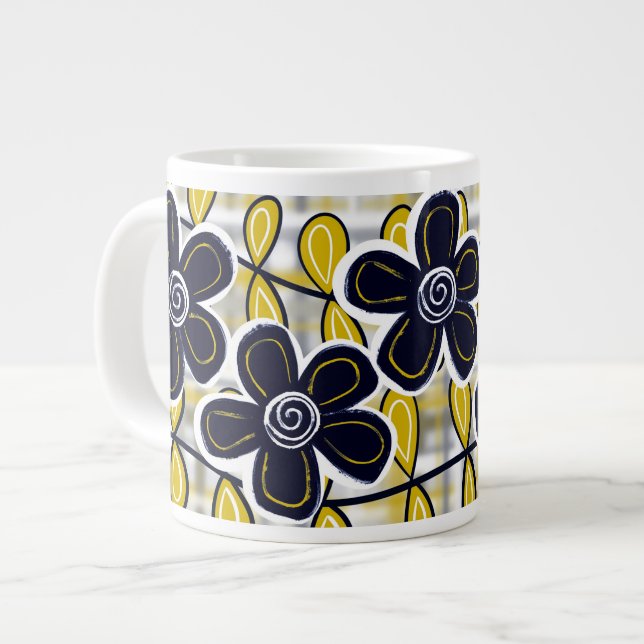 Grande Tasse Fleurs noires et or Jumbo Mug (Devant gauche)