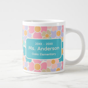 Grande Tasse Fleurs pastel enseignant personnalisé