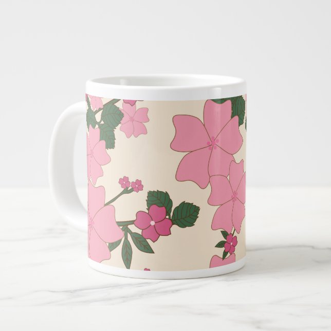 Grande Tasse Fleurs Roses, Motif Floral, Motif De Fleurs (Devant gauche)