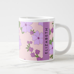 Grande Tasse Fleurs Violettes, Motif De Fleurs, Votre Nom
