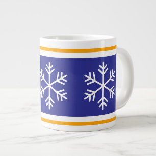 Grande Tasse Flocons Nordiques Bleu Foncé Orange Blanc Rayures